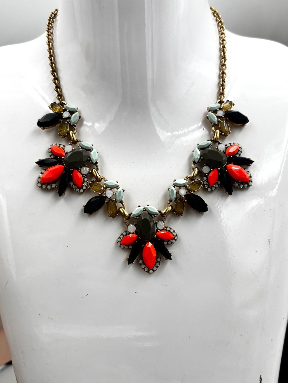 J.Crew Vintage Crystal Statement Flowers Necklace
